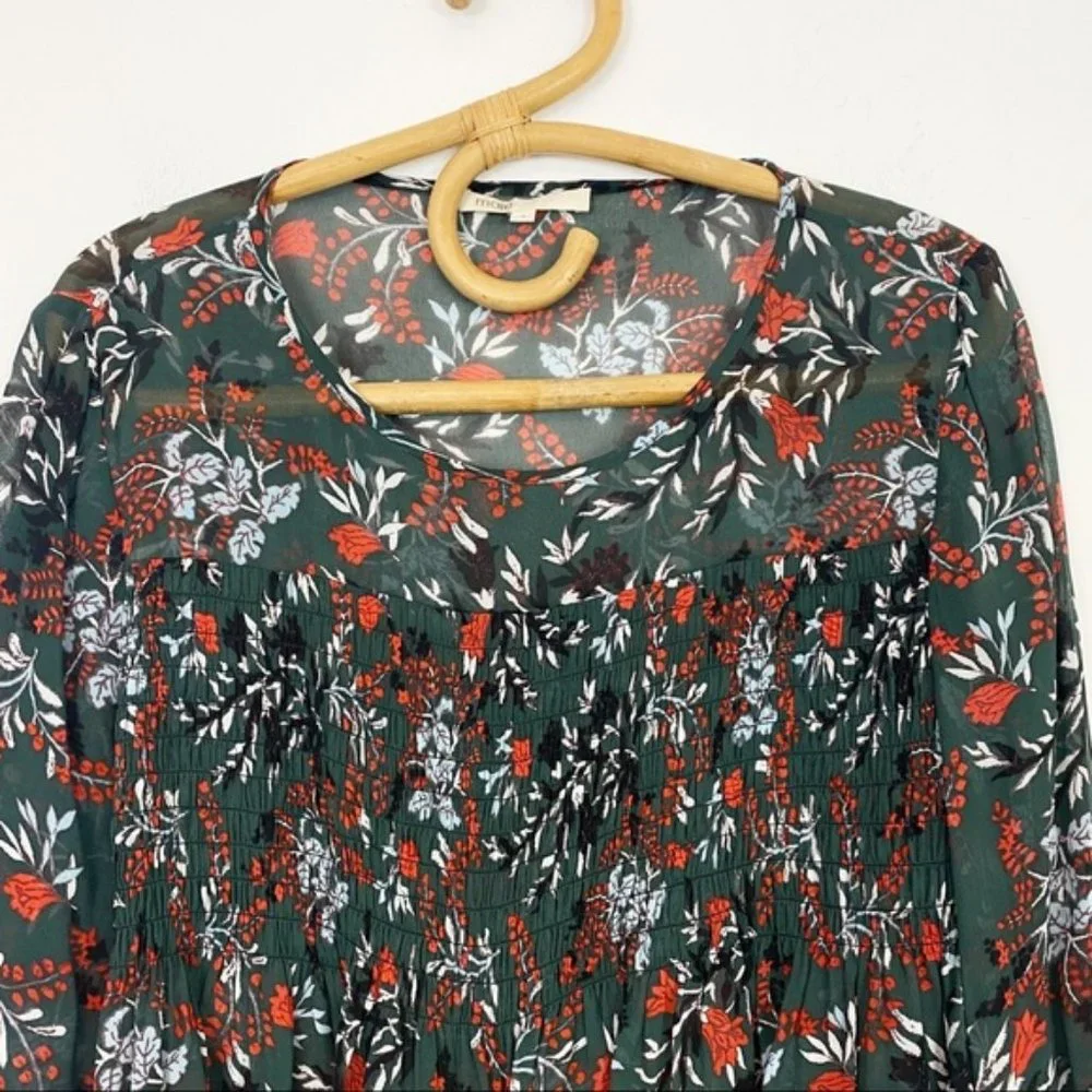 Maje | Lo Fleur Crepe Georgette Sheer Blouse Size 3 / L / 8/10 - Picture 3 of 9